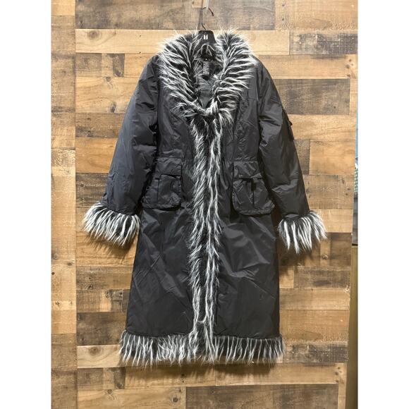 ABC Women’s Long Winter Coat – Faux Fur – Black – Size Small/Medium - Picture 2 of 8